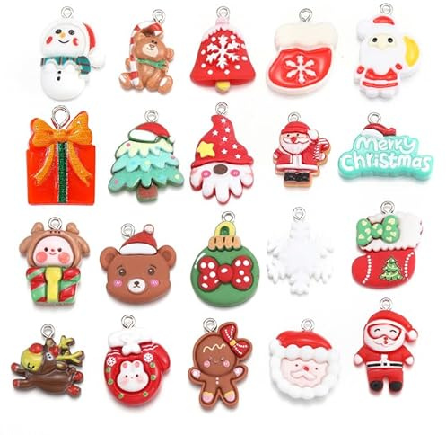 Viojrlly Mini Weihnachten Anhänger, Winterschmuck, Weihnachtsperlen, Weihnachtliche DIY anhänger, für DIY Halskette Baumelnde Ohrringe Armband Schmuckherstellung