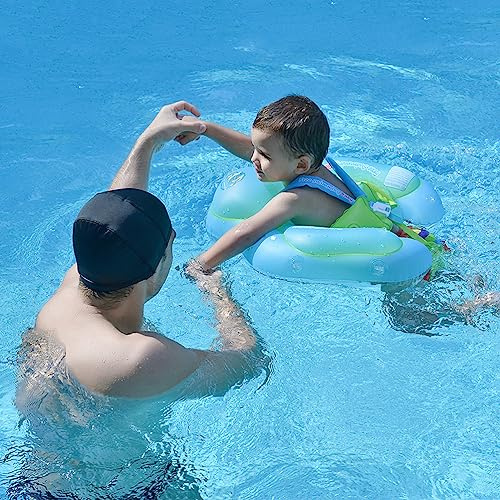 YOUWANLI Baby-Schwimmkörper - sicheres und lustiges Wassererlebnis für Säuglinge (Blau + Baldachin, L)