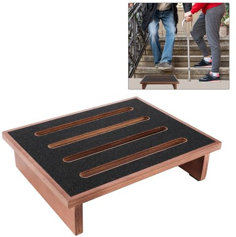 YAYODS Marchepied en bois de noyer naturel - Pour caravane, camping-car - Charge maximale : 200 kg - 40 x 32 x 10,5 cm - Pour adulte