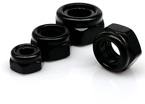 Edelstahlmutter 2/10/25 Stück M2 M2.5 M3 M4 M5 M6 M8 M10 M12 Schwarz 304 A2-70 Edelstahl Sechskant-Kontermutter mit Nyloneinsatz Sechskant Selbstsichernde Kontermutter