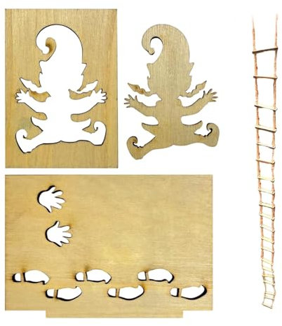 Lustig Wichtel Fußabdruck Schneespray Schablonen Mit Wichtel Strickleiter, Wichtel Zubehör Weihnachten, Schablonen Weihnachten Fenster, Wichtel Weihnachtsdeko