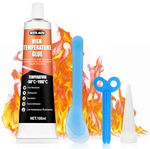 Högtemperatureldfast lim för ugnsglas, eldfast tätningsmedel, silikon med hög temperatur för eldstäder, spisar, värmesköldar, ugnar, 100 ml