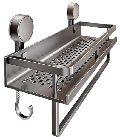 Mensola per doccia da bagno con aspirazione, organizer per doccia a ventosa | Set organizer da bagno con ventosa - Mensola da parete rimovibile e organizer per cestino da doccia per bagno, cucina, cam