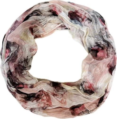 Jeamis Blumen Mandala Seide Loop Farbverlauf Frühling Rundschal Rainbow Unisex Sommer Leicht Schal Stola Dots