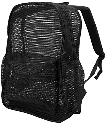 ZJchao Mochilas de Malla para Adultos, Resistente, Liviana, de Gran Capacidad, Lavable, Transparente, Mochila de Malla Negra, Mochila de Malla para Natación, Deportes de Playa