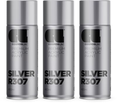 COSMOS LAC Sprühlack Sprühdose - 400ml - Sprühfarbe für den DIY-Bereich, geeignet für alle Oberflächen - Lackspray 3, Silber
