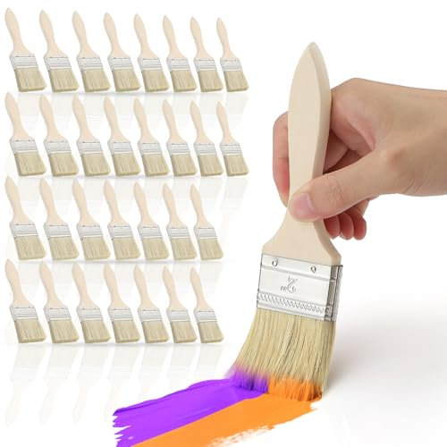 30 Stück 50mm Pinsel Malerpinsel Set Flachpinsel Lasurpinsel Breit Lack Pinsel Holzpinsel Farbpinsel für Farben, Lack, Malerbedarf, Streichen, Beizen, Klebstoffe, Holzöl, DIY