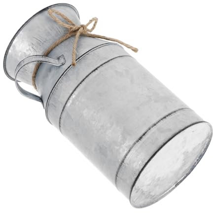 Vaguelly Florero De Metal Galvanizado Estilo Vintage Jarra De Leche para Decoración del Hogar Florero Rústico para Centros De Mesa Color Retro