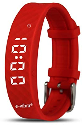 e-vibra Montre d'apprentissage de la propreté – Bracelet d'alarme vibrant silencieux rechargeable – Montre de rappel médical – avec minuterie et 15 alarmes quotidiennes (rouge, grand), Rouge, Large