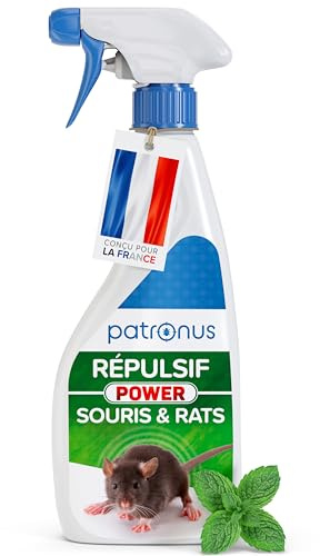 Patronus Répulsif Anti Souris & Anti Rat [500ml] – Usage Intérieur & Extérieur, Non Tachant – Éloigne les rongeurs avec la Menthe Poivrée ultra Concentrée – Anti Souris et Rats Puissant