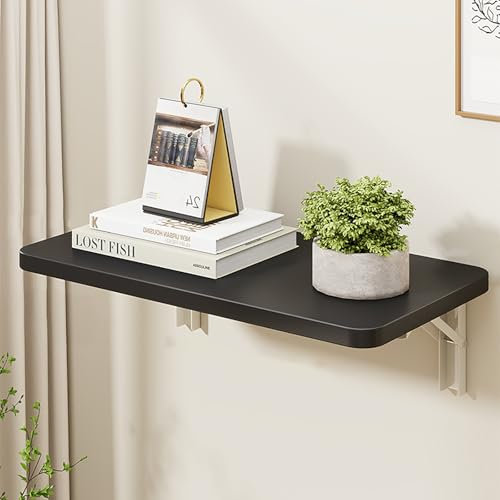 ZENSTYW Wandklapptisch, Klappbarer Esstisch, Wandmontage, Klappbarer Schreibtisch, Klapptisch Wandmontage Für Die Wand Im Büro, Küche,Büro, Esszimmer(Black,40 * 20cm)