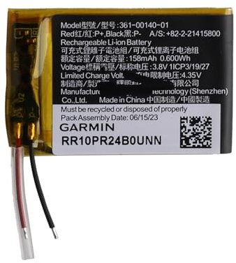 Duotipa Batería de repuesto 361-00140-01 para Gar-min Forerunner 55/GPS Running Watch Smartwatch (158 mAh)