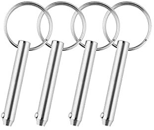 Set di 4 perni di sgancio rapido in acciaio inox con sfera caricata a molla, anello in acciaio inox, per accessori per barche (8 x 55 mm)