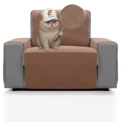 FAVERTI Cubre Sillón 1 Plaza o sillón Relax de 55 cm | Modelo Sax | Protector súper Fresco y Resistente para Mascotas, Hecho en españa con Material Reciclado | Protector sillón Ante