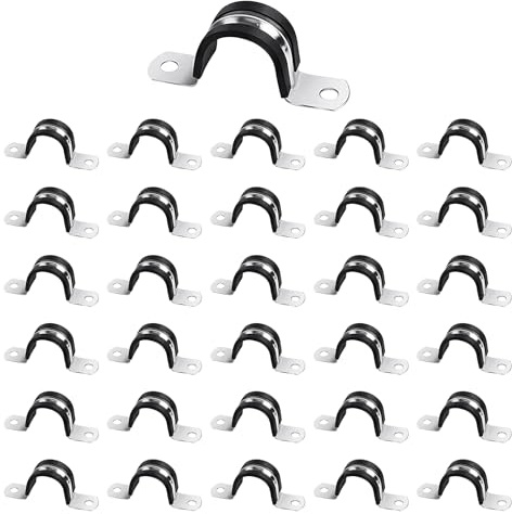 Clips de Tubo Acolchada de Goma: 30 Piezas 40mm Abrazaderas de Tubo en Forma de U, Abrazaderas de Fijación con Almohadillas Antivibratorias, para Tuberías de Agua, Gas