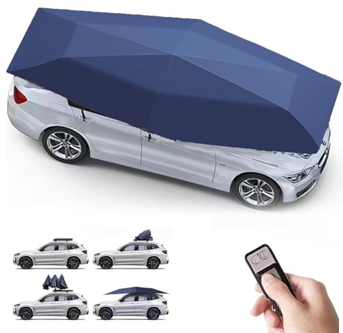 Portable Automatic Car Cover Umbrella, Outdoor Car Tent, Remote Control Car Roof Top Canopy, Car Shelter Sunshade, Universal Auto Protection,Blue-5m