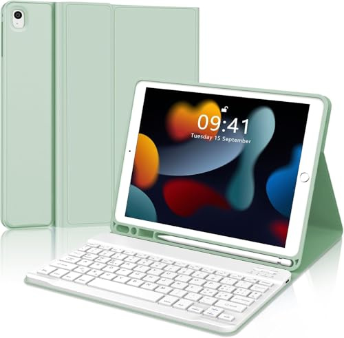Occtingkind Cover Tastiera per iPad 9 Generazione 10.2 Pollici, Custodia con Tastiera Bluetooth, Compatibile con iPad 7/8/9, Pro 10.5, Air 3, Italiano Layout, USB-C Senza Retroilluminazione, Verde