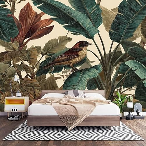 Camera Letto Carta da Parati 200x140 cm Motivo a Foglie di Banano Tropicale Fotomurali in TNT alla moda Decorazione da Muro XXL Poster Mural Multicolore Gigante Carta per Pareti Soggiorno Cameretta