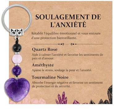 Seyaa Idee Cadeau Femme Porte Clef Coeur Pierre Naturelle Bijoux de Sac | Cadeau pour Femme Meilleure Amie Sœur Fille Collègue, Cadeau Femme Original Utile Anniversaire Noël