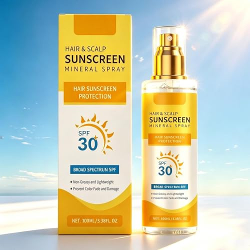 Scalp Sunscreen SPF30 Hair Sun Protection Spray - Non-Greasy UV Hair Protector Spray, Lightweight Sun Cream to Prevent Color Fade & Dryness for Hiking, Beach, Running