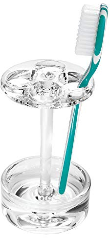 iDesign Eva Zahnbürstenhalter, große Zahnbürsten Halterung aus Kunststoff, durchsichtig