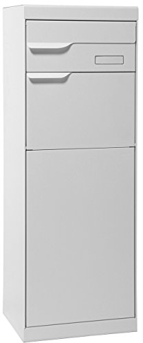 MEFA Paketpostkasten Etna (772) Entnahme Hinten Namensschild Weißaluminium RAL 9006 Standbriefkasten Briefe+Pakete