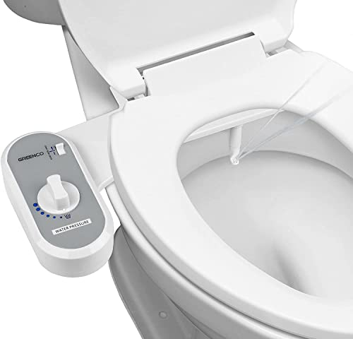 Greenco GRC2189 Accesorio de bidé para pulverizador de Agua de Inodoro para Asiento de Inodoro, fácil de Instalar, bidé no eléctrico con Chorro de Agua Dulce Ajustable, Blanco, 1 Paquete