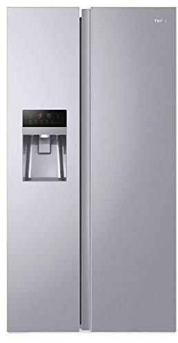 Haier SBS 90 Series 3 HSOGPIF9183 Frigorifero 2 Porte Side by Side, 515 L, No Frost, Dispenser Ghiaccio, Luce LED, Classe F, 90,8x65,9x177,5 cm, Silver