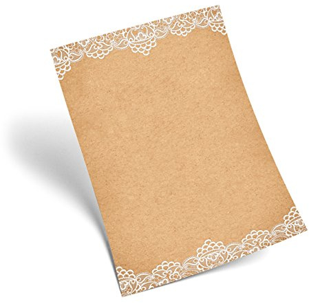 Logbuch-Verlag 25 Blatt Briefpapier Vintage Spitzen-Optik DIN A4 weiß braun natur Briefpapier für Weihnachten Hochzeit Party Einladung
