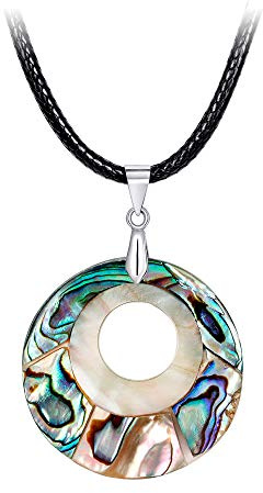 YAZILIND Sea Abalone Shell Pendant Necklace Alloy Hollow Curb Chain Anniversary for Women