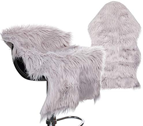 Brandsseller Fuskpälsmatta, löpare, sängmatta, dyna – lammskinnutseende och supermjuk (60 x 90 cm, grå)
