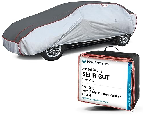 Walser Hagelschutz Abdeckplane Auto, Auszeichnung Sehr Gut* Auto Hagelschutzplane, Abdeckplane Auto Premium Hybrid, Autogarage Abdeckung, Abdeckung Auto 100% Polyester, Auto Abdeckung PKW XL