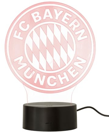 FC Bayern München LED-Logo I Nachtlicht I Lampe I Leuchtendes Logo I Rot I Fußball