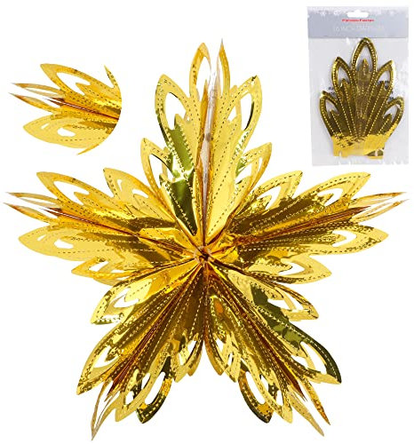 Christmas Concepts® 16” (1.3ft) Large Foil 3D Star Hanging Decoration – Christmas Trimming (Gold)