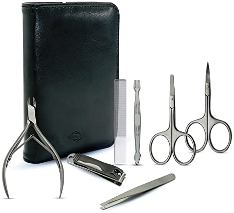 Kit Manicure Pedicure Professionale Set Completo Accessori Attrezzi Taglia Unghie Forbice Tagliaunghie Pinza Tronchesino Mani Piedi Viso Nail Acciaio Inox Custodia Portatile Viaggio Ragazza Donna Uomo