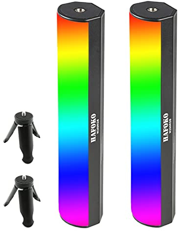 2PC Magnetic RGB Handheld Video Light Wand Compatible for Vlog Shooting | 184 Led Beads, CRI95+, 2500K-9000K Adjustable Color Temperature,0-100% Dimmable Brightness,3000mAh Rechargeable Battery