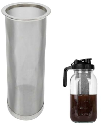 Filtro de café de preparación en frío para tarro de albañil, filtro de colador de infusor de té de café de acero inoxidable Filtro cilíndrico de malla de boca ancha reutilizable (8 * 21cm)
