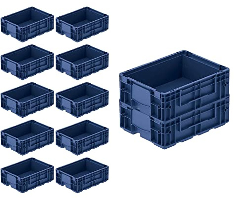 SuperSparSet 12x VDA KLT Kleinladungsträger mit Verbundboden | HxBxT 14,7x30x40cm | 10 Liter | KLT, Transportbox, Transportbehälter, Stapelbehälter