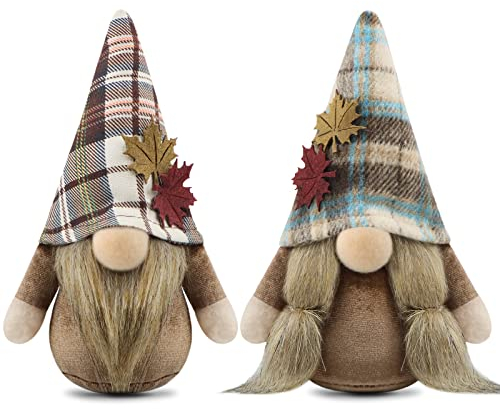 Gehydy Decorazioni Autunnali Gnomi Set di 2 Autunno Gnomo Peluche Home Decor per Casa Cucine 18cm