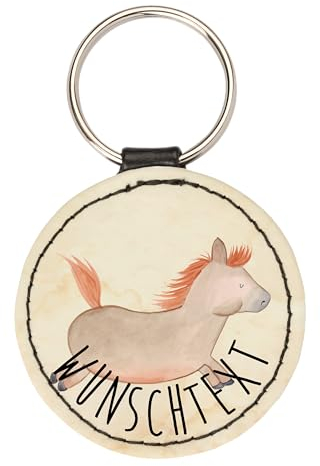 Mr. & Mrs. Panda Personalisierter Schlüsselanhänger Pferd Springen - Personalisierte Geschenke, Aus Leder Mit Gravur, Selbst Gestalten, Pony, Bauernhof, Koordinaten, Ausreiten, Pferdestall, Initialen