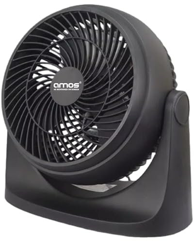AMOS Turbo Desk Fan 8 Inch 3 Speed Settings 90° Variable Tilt Wall Mount Feature,with Powerful Blade Black