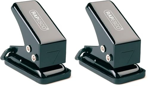 Rapesco PF15A001 Perforatrice 15 1-Trou en Métal, Capacité de 8 Feuilles, Couleurs Assorties Aléatoires (Lot de 2)