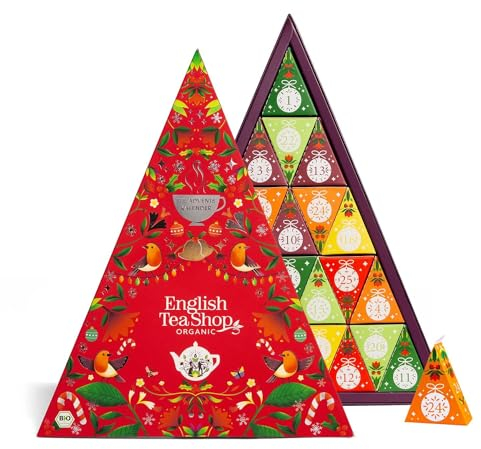 ETS - BIO Tee Adventskalender 2025 Mosaik rot, Weihnachtskalender, 25 Pyramidenbeutel, Früchtetee, Kräutertee, Grüner Tee, Weihnachtstee
