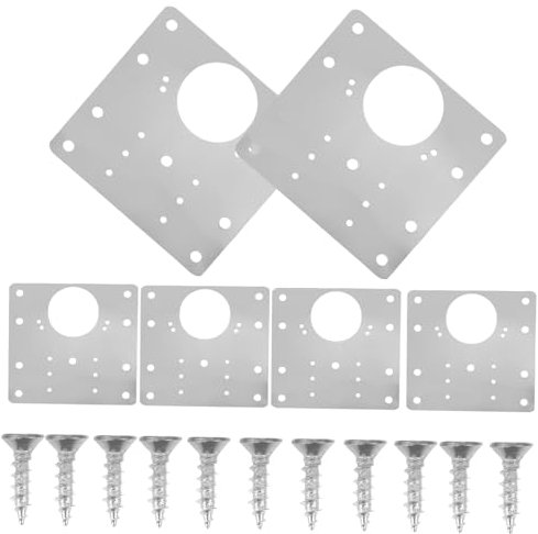 Mikikit Lot De 6 Plaques De Réparation De Charnières Darmoire En Acier Inoxydable Pour Remplacement De Meubles