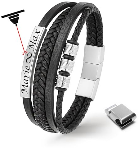 UNIQAL | Personaliesiertes Lederarmband mit Gravur SHAPE Herren Damen | Leather Bracelet mens | Magnetverschluss | handgemacht in Germany