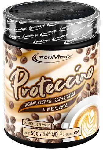 IronMaxx Proteccino - Cappuccino 500g Dose | Protein Kaffee mit echtem Kaffee-Extrakt und Koffein | Ohne Zuckerzusatz und Konservierungsstoffe