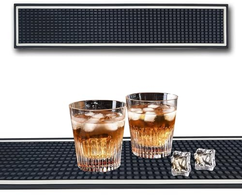 LIBRNTY Tappetino da Bar,Antiscivolo in Gomma Nero,Tappetino da caffè,Tappetino scolapiatti Microfibra,60 x 10.5cm Tappetino Scolapiatti in Silicone,Antigoccia Tappetino Bar,Barra Tappetino in Gomma
