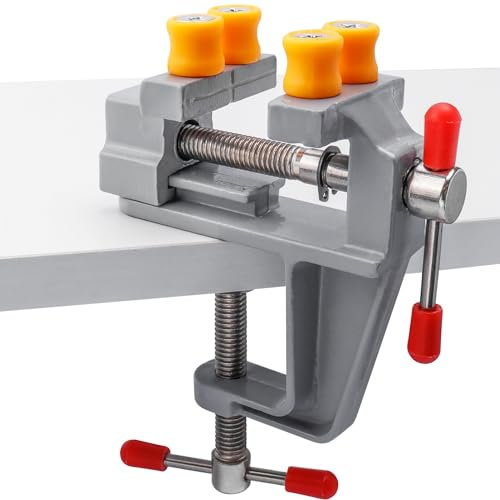 Treki Mini Bench Vise Adjustable Small Table Vice Clamp Universal Mini Workbench Clamps Jeweler Table Clamp for Small Work Crafts Finishing Jewelry DIY Watch Repair Tools