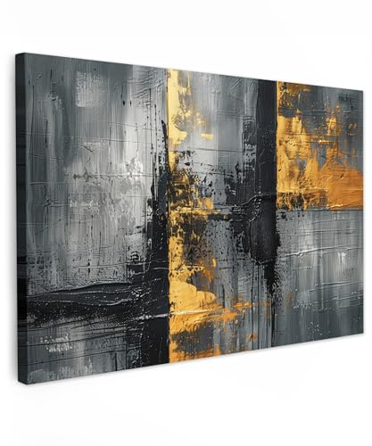 MuchoWow© Bild auf Leinwand Groß XXL Schlafzimmer Bilder Badezimmer Wand | 120x80 cm - Deko Wohnzimmer Moderne Wanddeko Bilderwand Geschenk Modern - Kunst - Gold - Schwarz - Luxus