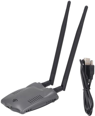 Adaptador WiFi de Tarjeta de Red Inalámbrica USB con Antenas Externas Duales, Tarjeta de Red Inalámbrica USB de Alta Potencia de 2,4 GHz y 300 Mbps, Transmisor Ap para